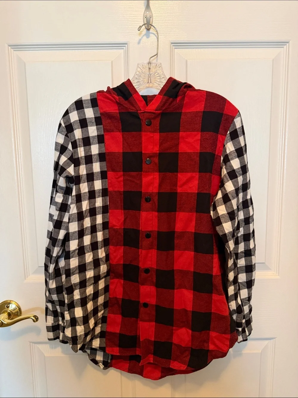 Red and Black Buffalo Plaid Hooded Costume Shirt